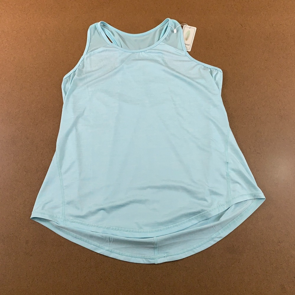 Aeuui Womens Size Large Blue Split Back Oullover Athletic Tank Top NWT